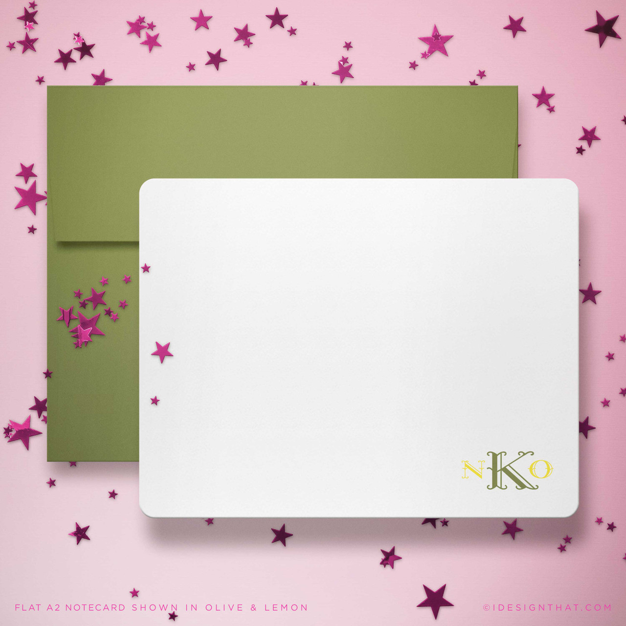 Customizable cardstock monogrammed notecards
